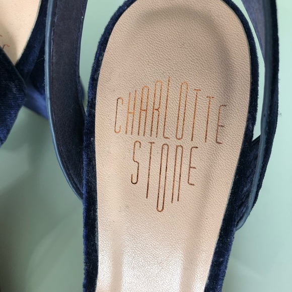 Charlotte Stone Blue Heels 9 - Picture 2 of 4
